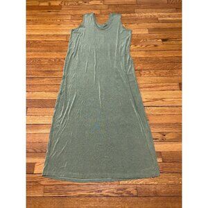 Flax Womens Maxi Tank Dress Size Generous 1G Plus 1X Green Stretch Slinky Knit